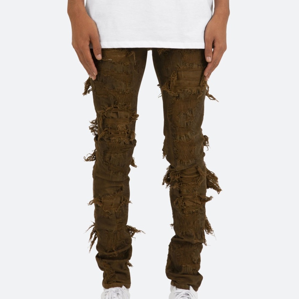 Distressed Brown Ripped Jeans